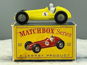 Matchbox #52A Maserati 4CLT Racer 1958 Yellow #5 In Original E5 Box - Picture 1 of 14