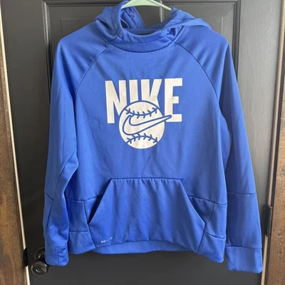Moletom pulôver Nike Dri-Fit beisebol gráfico com capuz azul GG juvenil - Imagem 1 de 4
