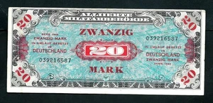Germany Allied Military WWII (P195b) 20 Mark 1944 VF - Picture 1 of 2