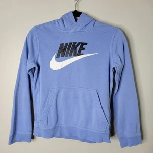 Kids M Unisex Blue Fleece Hoody Pullover Sweatshirt - Picture 1 of 12