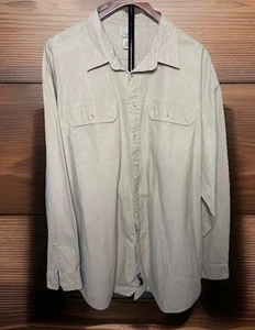 LL Bean Shirt Men 2XLT - Sun Washed Canvas Khaki - Cotton Long Sleeve Button Up - Picture 1 of 5