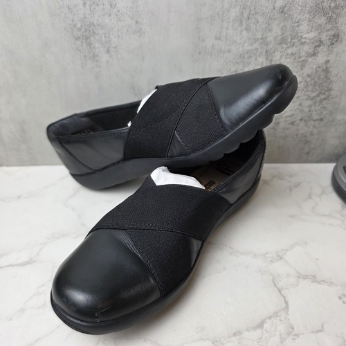 Scarpe basse Clarks Medora Jem da donna taglia 7 5 nere in pelle con cinturino elastico