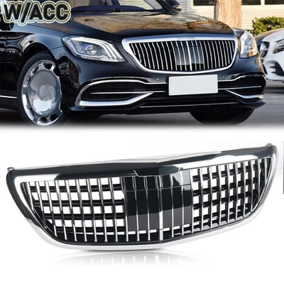 Front Grille W/ACC For 2014-20 Mercedes Benz S-Class W222 Chrome MayBach Style Foto 1 de 4