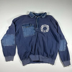 Pullover vintage años 90 para hombre cuarto cremallera LA County Firefighter 3XL desgastado - Imagen 1 de 8