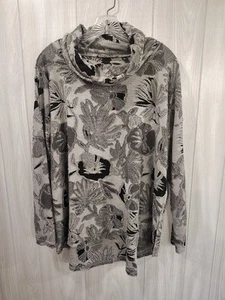 Sno Skins Women's Cowl Neck size Large Floral Black USA L Whimsigoth Business - Picture 1 of 7