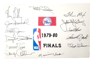 Cartel firmado por el equipo 76ers 1979-80 13 de las finales del equipo de la NBA Julius Erving, Bobby Jones - Imagen 1 de 7