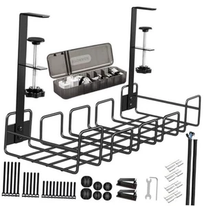 Under Desk Cable Management Tray, No Drill Wire Management Rack for Desk, - Picture 1 of 7