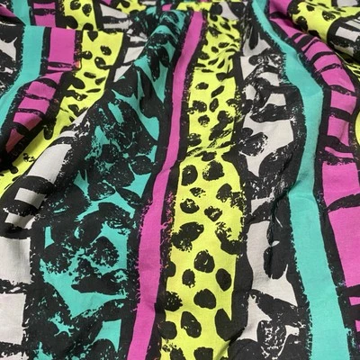 Geometric Retro 80s Print nylon Fabric Material Approx 8 YARDS neon tribal cool - Image 1 of 4