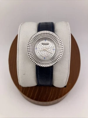 Reloj Croton Damas 31mm Tono Plateado Pavé Diamante Cuadrante Cuero Azul - FUNCIONA Foto 1 de 4