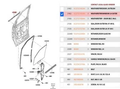 6C2Z1521453AA OEM Ford Belt Weather Strip 1997-2025 Super Duty E350 - Imagem 1 de 1
