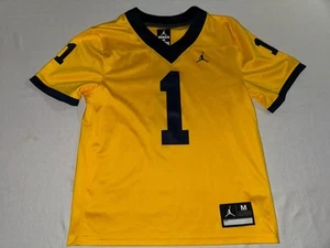 Air Jordan Michigan Wolverines #1 gelb Fußball Trikot $ 75 Größe Jugend Medium - Bild 1 von 6