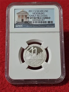 2011-S VICKSBURG N.P. SILVER QUARTER NGC PF 69 UC EARLY RELEASES    #T5768 - Picture 1 of 2