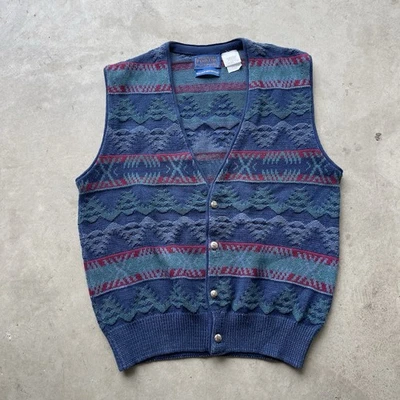 Vintage Pendleton Knit Sweater High Grade Western Wear Men's Aztec Vest Sz M - Image 1 of 4