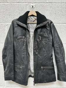 Vintage Women's Skipper Black Zip-Up Faux-Leather Jacket - Size Large - Picture 1 of 3