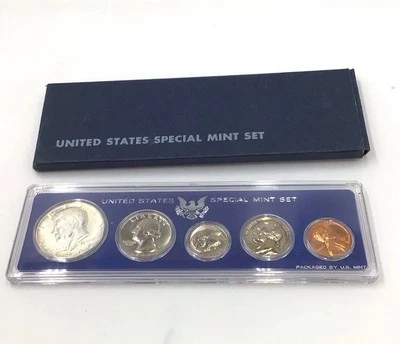 1966 US Special Mint Set SMS 5 Coins with 40% Silver Kennedy Half Dollar and Box - Image 1 of 4