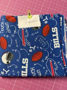 RARE Of  2 Yards/ Buffalo Bills Cotton Fabric - Picture 1 of 1