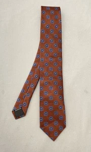 CANALI Luxury Silk Men’s Tie. Orange W/ Geometric Pattern. Made In Italy. Ex Con - Picture 1 of 5