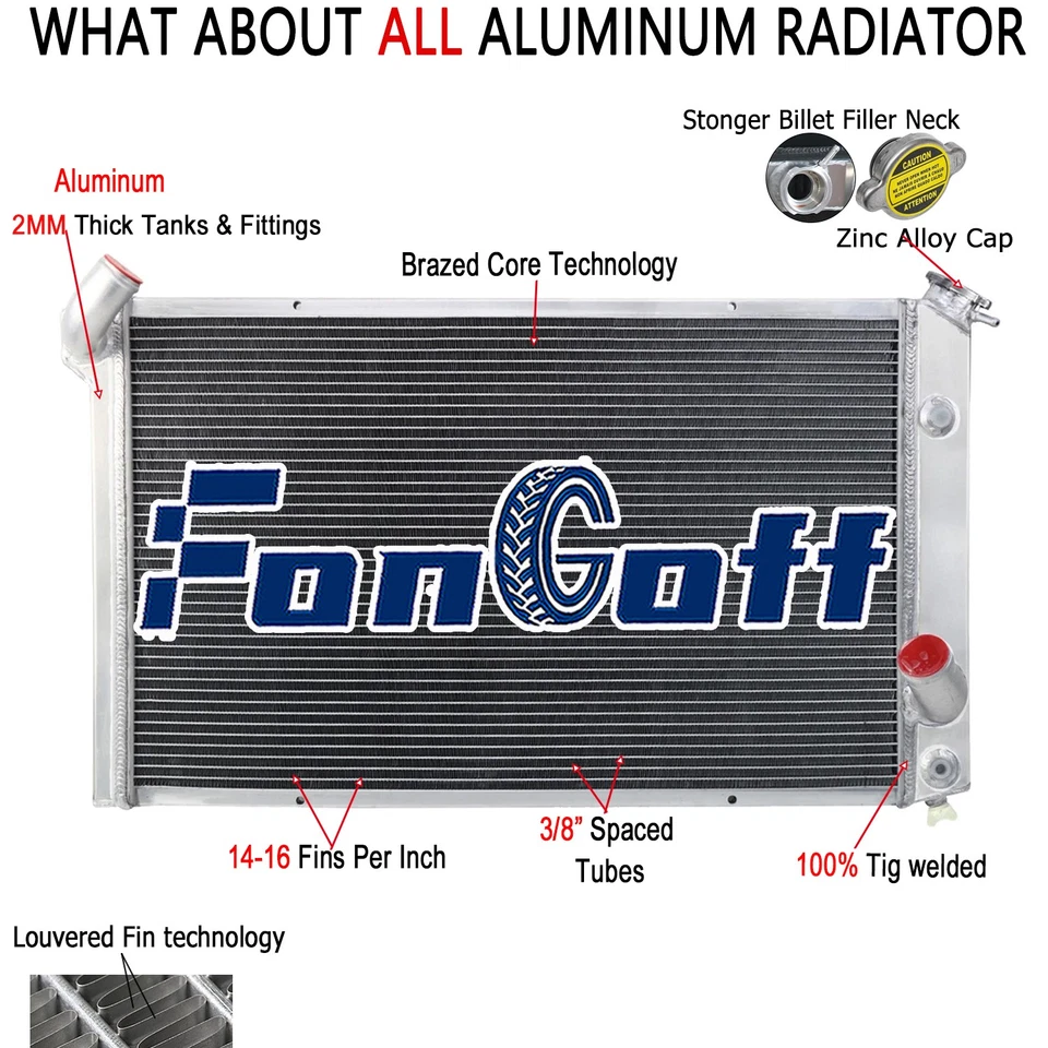 3-Row Radiator For 1973-1976 Chevy Corvette Base Stingray V8 5.7L 7.4L Aluminum Foto 1 de 4