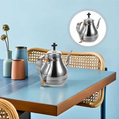  Teiera in argento inossidabile: teiera vintage con croce - bollitore per acqua - Immagine 1 di 4