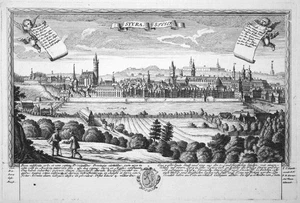 1740 Steyr Alta Austria vista panorámica grabado en cobre grabado Leopold Werner - Imagen 1 de 1