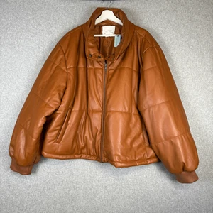 Anthropologie Damengröße 3X Plus braune Kunstleder Bomberjacke Mantel NEU - Bild 1 von 8