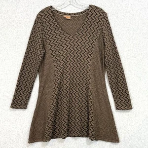 Tianello Tunic Size M 3/4 Sleeve Stretch Textured Earthy Granola Girl Minimalist - Picture 1 of 15