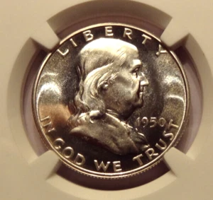 1950 FRANKLIN HALF DOLLAR NGC. PROOF 66, THIS COIN GLOWS ! LUSTROUS COIN - Picture 1 of 3