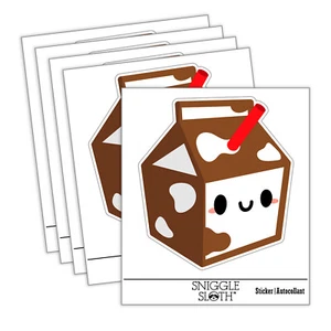 Cute Kawaii Chocolate Milk Carton Laptop Water Bottle Car Window Sticker 5 Pack - Picture 1 of 10