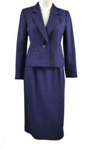 Traje De Colección Pendleton Mujer Azul Lunares 100% Lana Virgen Chaqueta Falda Talla 6P - Imagen 1 de 7