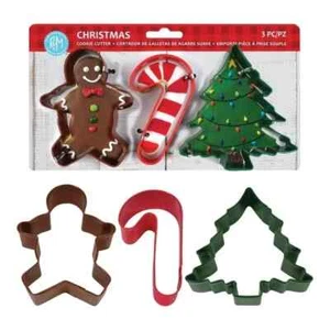 3 Piece Set Of Christmas Holiday Cookie Cutters - Picture 1 of 5