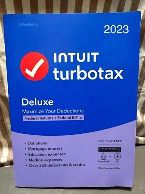 Intuit TurboTax DELUXE 2023 FEDERAL ONLY! NO STATE! Windows/Mac Open Box CD - Image 1 of 4