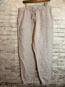 C&C California Linen Jogger Pants Womens XL Beige Neutral Beachy Lightweight - Picture 1 of 16