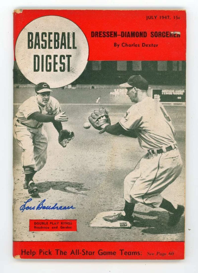 Lou Boudreau Indians Autographed Signed 1947 Baseball Digest Book JSA Authentic - Image 1 of 1