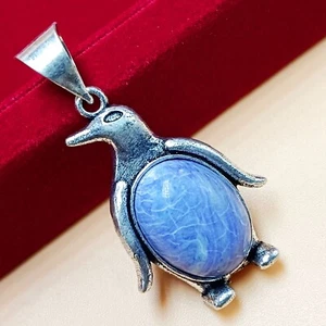 Gift Charoite Gemstone 925 Sterling Silver Plated Penguin Handmade 1 PC Pendant - Picture 1 of 3