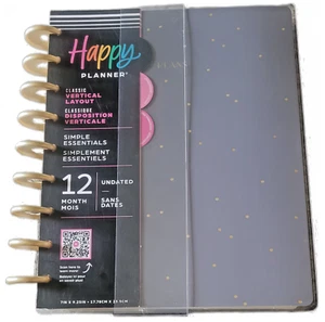 Undated Simple Essentials Happy Planner ~ Classic Vertical Layout - 12 Months - Picture 1 of 5