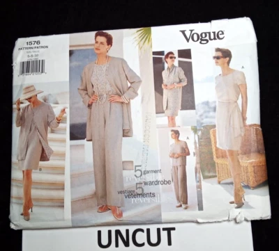 VOGUE Vintage 90s Easy Pattern 1576 Misses 6-8-10 Jacket Pants Dress Skirt Top - Image 1 of 4
