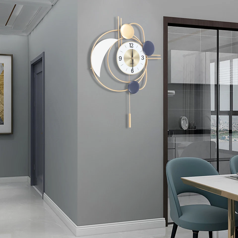 27.95" Inspired Wall Clock Nordic Metal Hanging Clocks Modern Art for Home Decor - Image 1 of 4