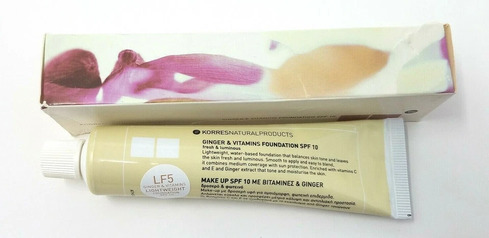 Korres Natural Products Ginger & Vitamins Foundation SPF10 LF5 1.35 oz IMPERFECT - Image 1 of 1