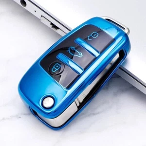 Funda protectora con llave remota para AUDI A1 A3 A4 A5 Q7 A6 S4 QUATTRO RS4 RS6 TT *AZUL* - Imagen 1 de 12