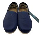 TOMS Men's Classic Canvas Easy Pull-On Suede Leather Insole Shoes (Navy, 9.5)