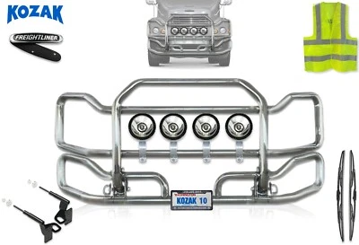 Rejilla de parachoques grande Freightliner Century protección de ciervos acero con soporte y luces Foto 1 de 4