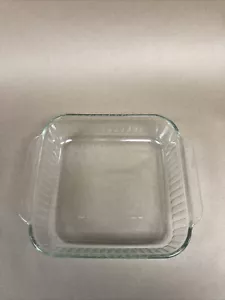Vintage geriffelte Pyrex Backform Auflaufform 222-S klar quadratisch 8x8x2 EUC - Bild 1 von 3