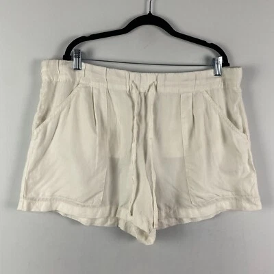 Ann Taylor Loft Shorts Size XL Ivory Lyocell Linen Drawstring Pockets - Image 1 of 4