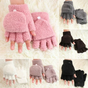 Unisex Winterhandschuh Für Männer Frauen Halbfinger Coral Fleece Fingerlose ⊿ - Bild 1 von 24
