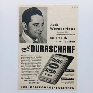 1954 Dura Scharf Fasan Rasierklingen Werner Haas Werbeanzeige Werbung Reklame - Picture 1 of 1