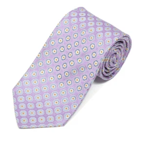 IKE BEHAR Shimmering Lavender Purple Ice Blue Ocatgon Dot Men's Silk Neck Tie - Picture 1 of 4