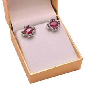 Natural Ruby & Sapphire Gemstones with 925 Sterling Silver Cufflinks For Men #90 - Picture 1 of 3