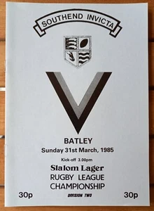 Southend Invicta v Batley - 31 de marzo de 1985 - Rugby League Division 2 - Roots Hall - Imagen 1 de 2