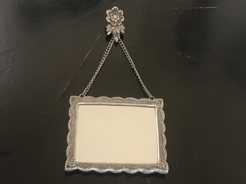 Vintage Pewter Vanity Hanging Wall Mirror Cover