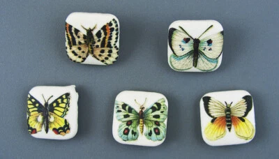 FABRIC COVERED PICTURE BUTTON -SET OF 5 - Image 1 of 3